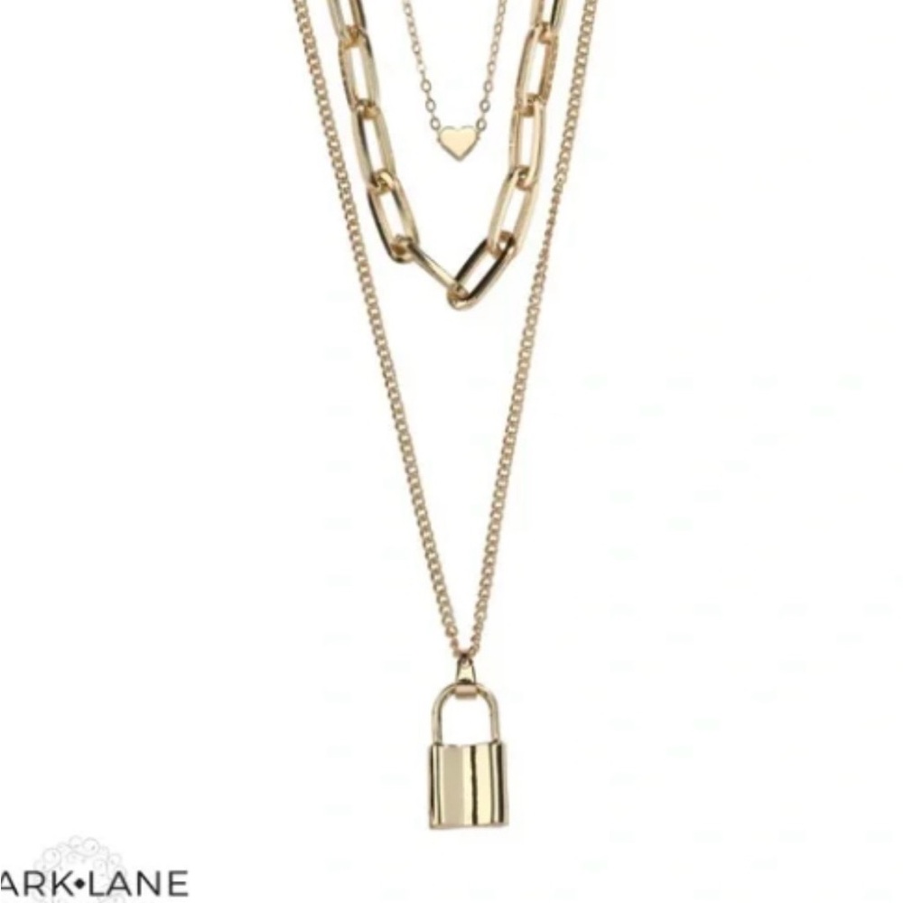 Park Lane Gold Multi-Layer Necklace with Padlock